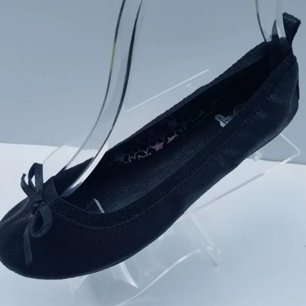Wonder Nation Shoes Girls Ballet Flats US 3 Black Sparkle w Bow EUC